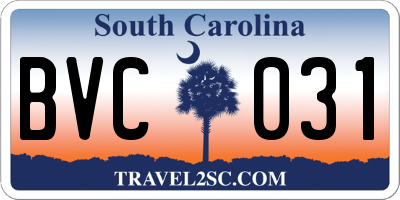 SC license plate BVC031