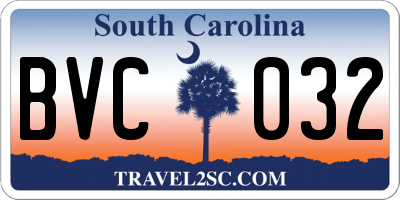 SC license plate BVC032