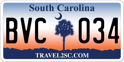 SC license plate BVC034