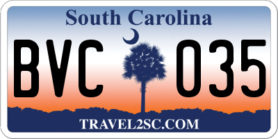 SC license plate BVC035