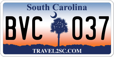 SC license plate BVC037