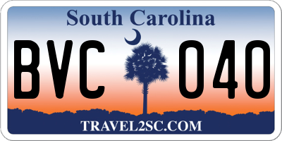 SC license plate BVC040