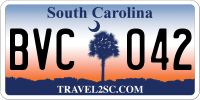 SC license plate BVC042