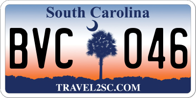 SC license plate BVC046
