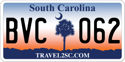 SC license plate BVC062
