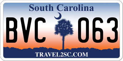 SC license plate BVC063