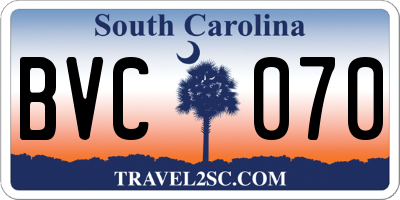 SC license plate BVC070