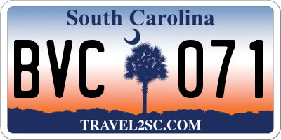 SC license plate BVC071