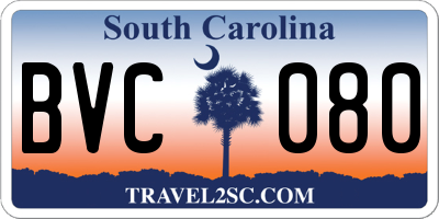 SC license plate BVC080