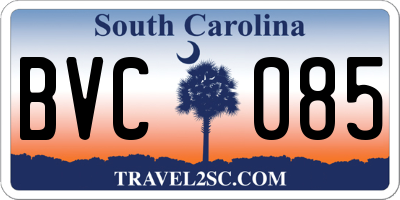 SC license plate BVC085
