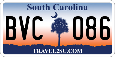 SC license plate BVC086