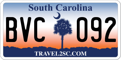 SC license plate BVC092