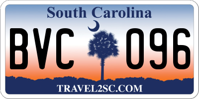SC license plate BVC096
