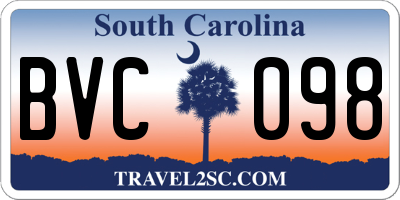 SC license plate BVC098