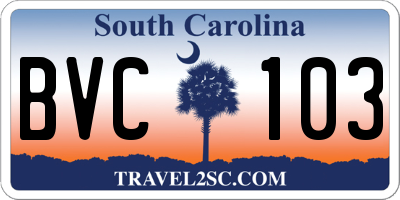 SC license plate BVC103