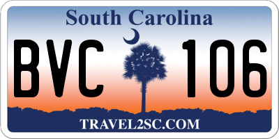SC license plate BVC106