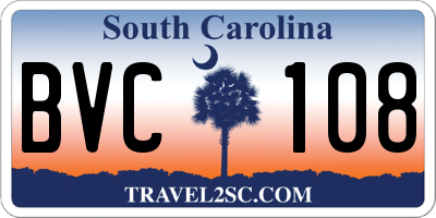 SC license plate BVC108
