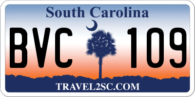 SC license plate BVC109