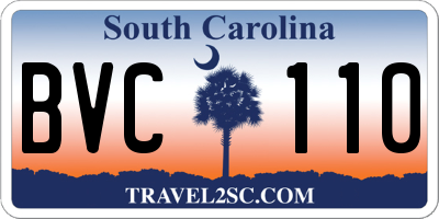 SC license plate BVC110