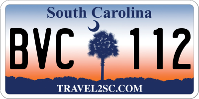 SC license plate BVC112
