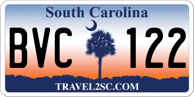 SC license plate BVC122