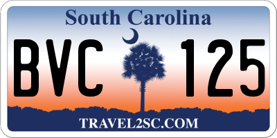 SC license plate BVC125