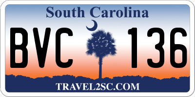 SC license plate BVC136