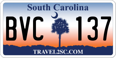 SC license plate BVC137