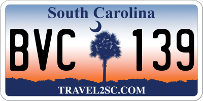 SC license plate BVC139