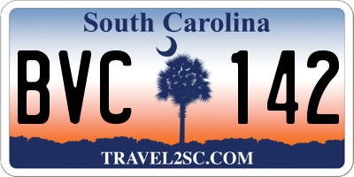 SC license plate BVC142