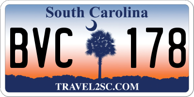 SC license plate BVC178