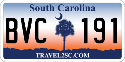 SC license plate BVC191