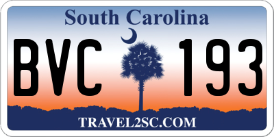 SC license plate BVC193