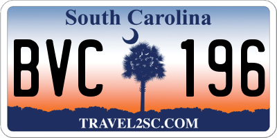 SC license plate BVC196