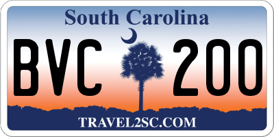 SC license plate BVC200