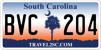 SC license plate BVC204