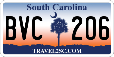 SC license plate BVC206