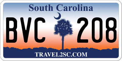 SC license plate BVC208