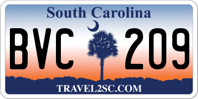 SC license plate BVC209