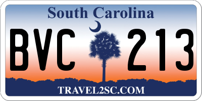 SC license plate BVC213