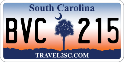 SC license plate BVC215