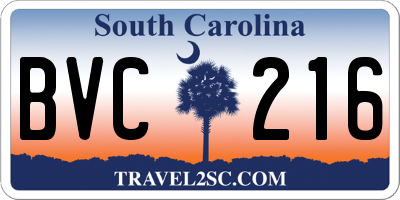 SC license plate BVC216