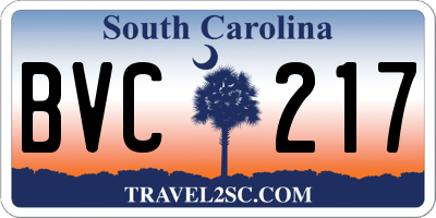 SC license plate BVC217