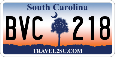 SC license plate BVC218