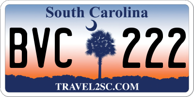 SC license plate BVC222