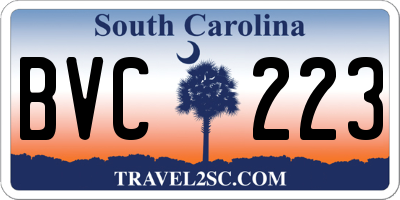 SC license plate BVC223