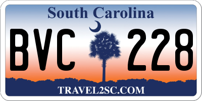 SC license plate BVC228
