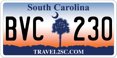SC license plate BVC230