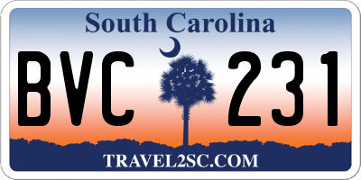 SC license plate BVC231