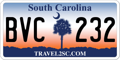 SC license plate BVC232